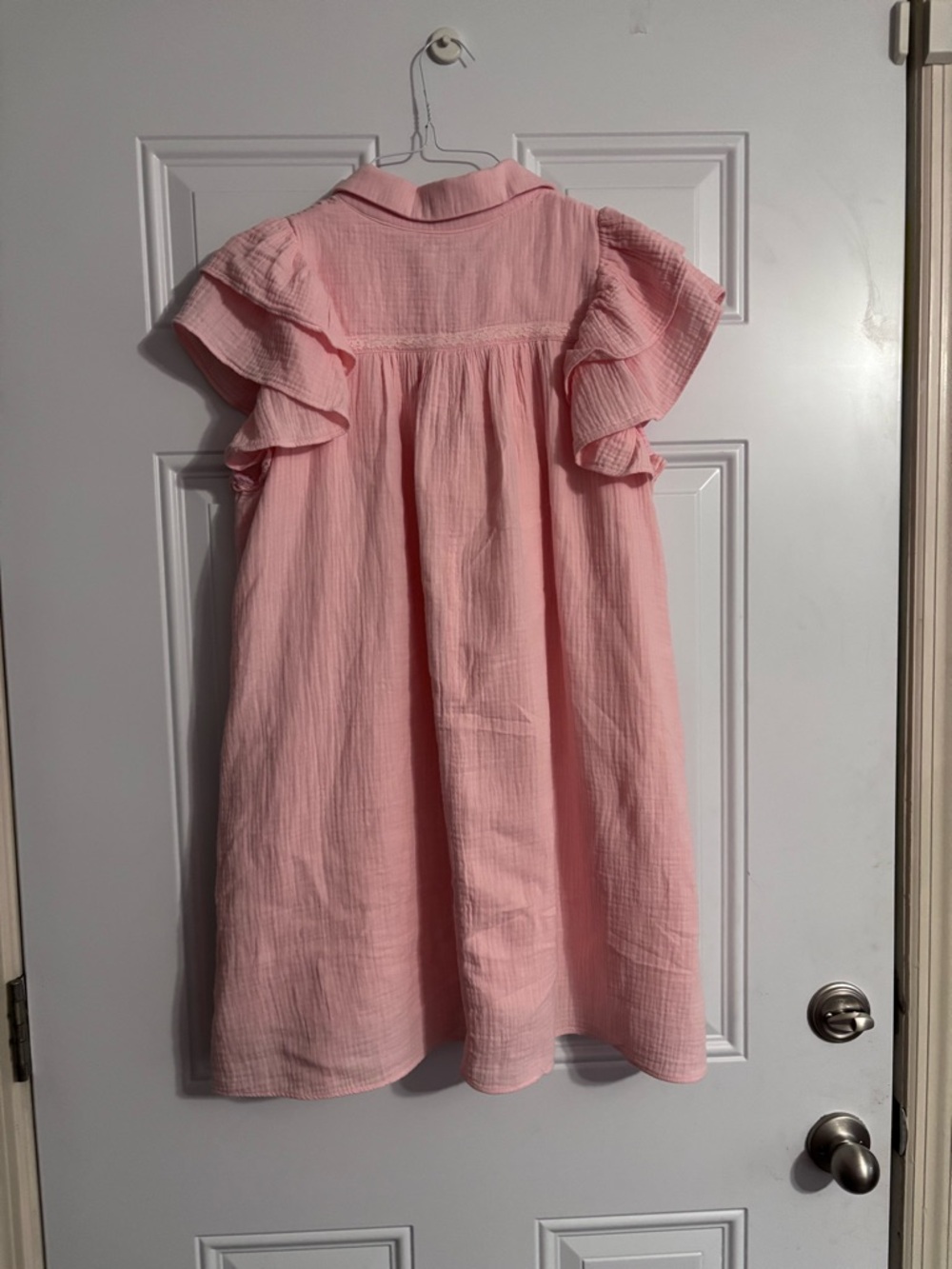 Pink Ruffle Sleeve Button-Front Dress - Picture 4 of 4